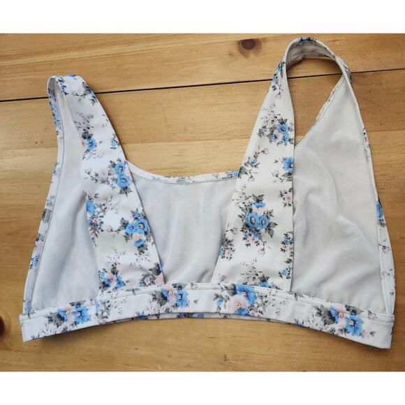 2 Piece ASOS Plus Sz 14 Swim Bathing Suit Blue Floral Sports Bra Full cover - Picture 4 of 6